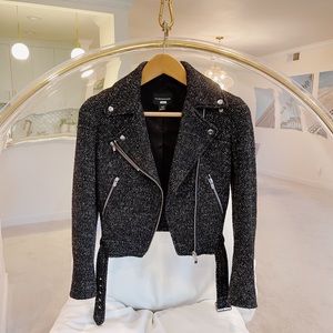 Club Monaco wool tweed biker jacket